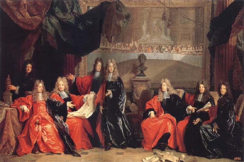The provost and Municipal Magistrates of Paris Discussing the Celebration of Louis XIV-s Dinner at the hotel de Ville after his Recovery in 1687, Nicolas de Largilliere